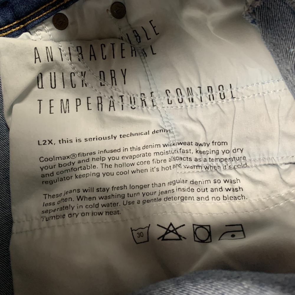 Du/er L2X Jeans Mens‎ Actual 36x35 Blue Relaxed Straight Fit Performance Denim - Picture 6 of 8